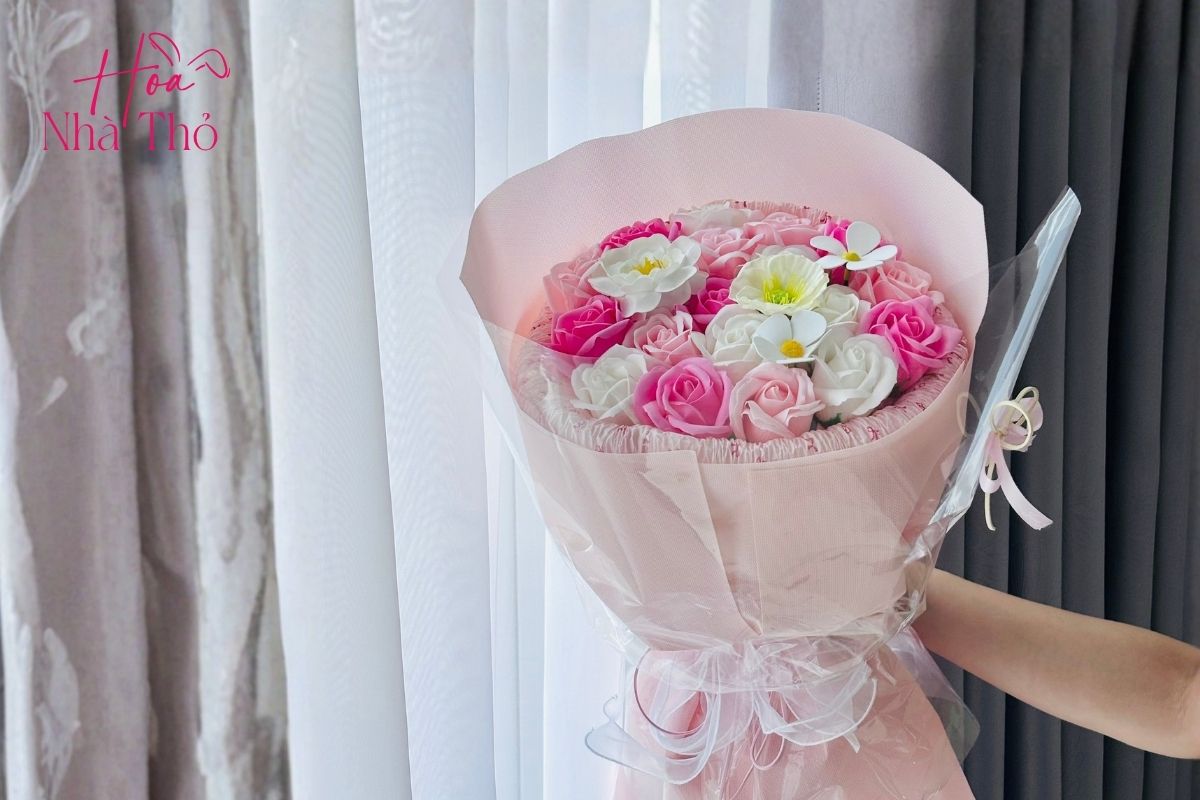 Mẫu hoa tone Hồng Trắng